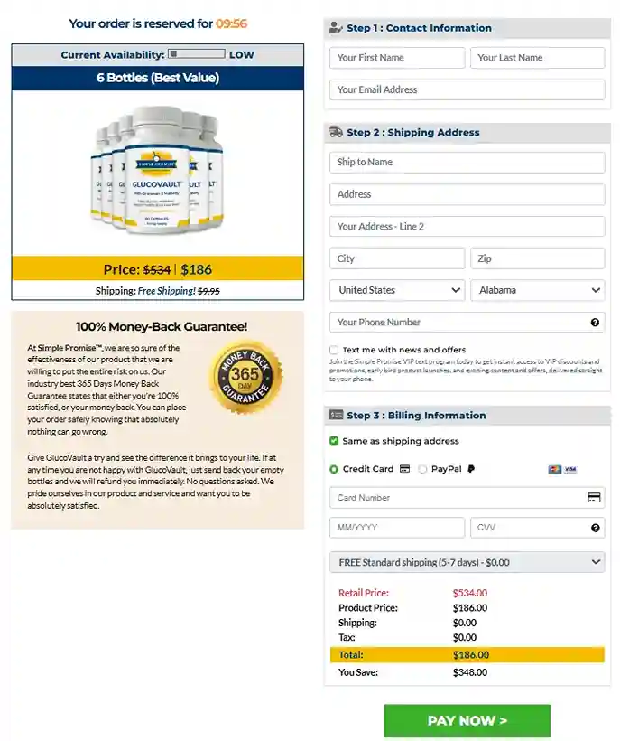 GlucoVault order page